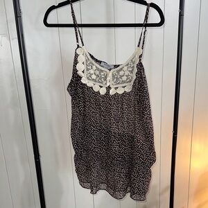 Verty Black and Cream Floral Camisole